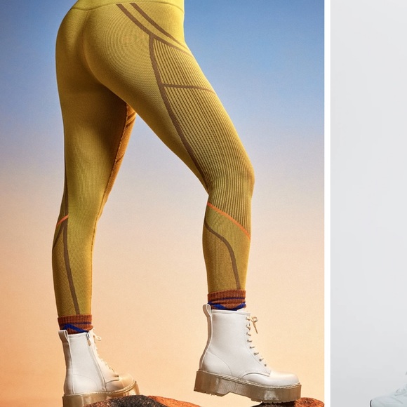 Fabletics High-Waisted Seamless Jacquard Chartreuse Legging Tights W-467 Size M - Picture 12 of 12